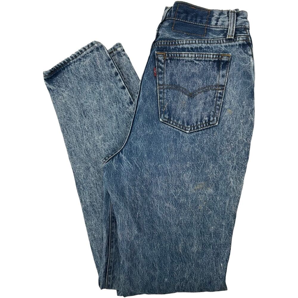 VTG 80s Women's Acid Wash Levi's 501 Button Fly Blue Denim Tapered Leg Jeans W27